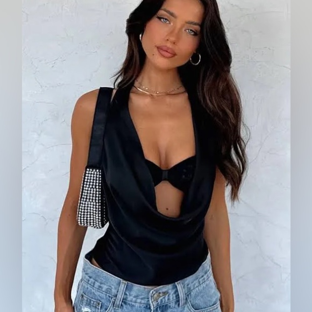 White Fox Softer Side Two Piece Halter Top Black